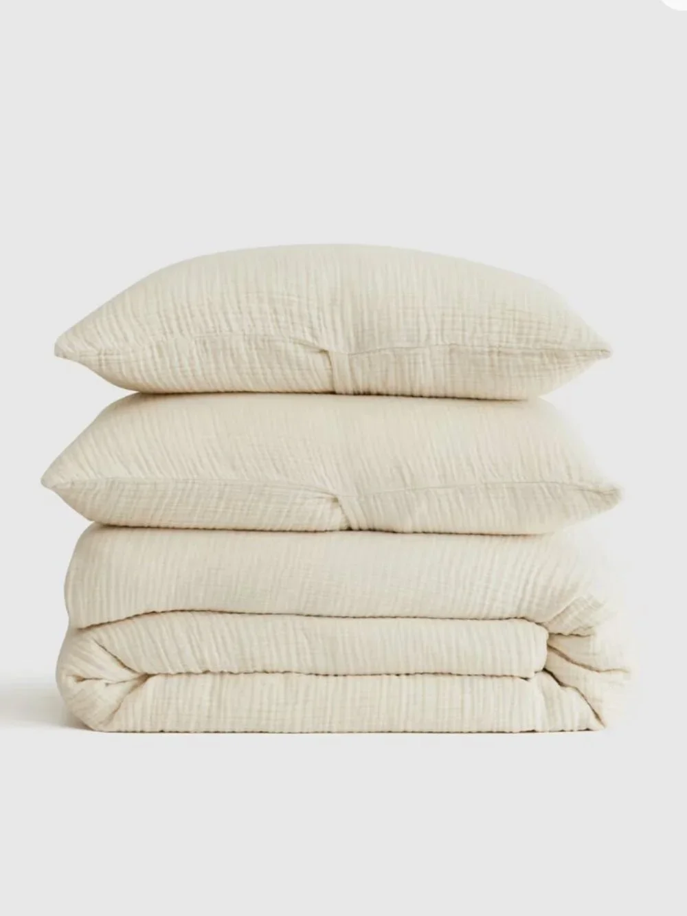 NWT Quince Organic Airy Gauze Duvet Cover Set, King/Cal King, Undyed